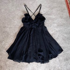 Vintage Guess Black Chiffon Deep V-Neck Mini Babydoll Dress